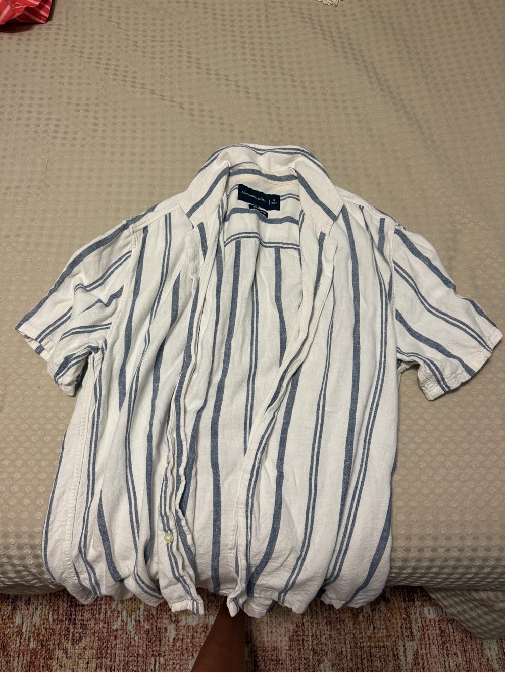 Abercrombie & Fitch White Shirt with Blue Stripes - Casual Button Down